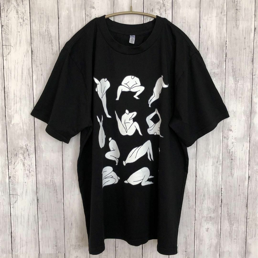 半袖Ｔシャツ　サイズＸＬ　黒ブラック　100％コットンシャツ　メンズ　古着 メンズのトップス(Tシャツ/カットソー(半袖/袖なし))の商品写真