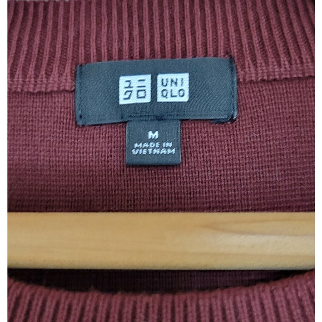 UNIQLO(ユニクロ)のユニクロ ウォッシャブルストレッチミラノリブクルーネックセーター  WINE M メンズのトップス(ニット/セーター)の商品写真