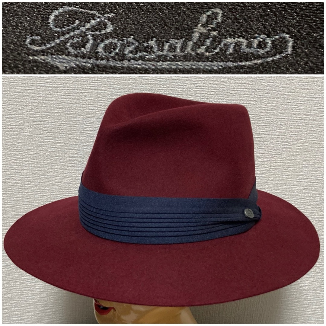 Borsalino(ボルサリーノ)のBorsalino フェルトハット ボルサリーノ ラビット バーガンディ 美品 メンズの帽子(ハット)の商品写真