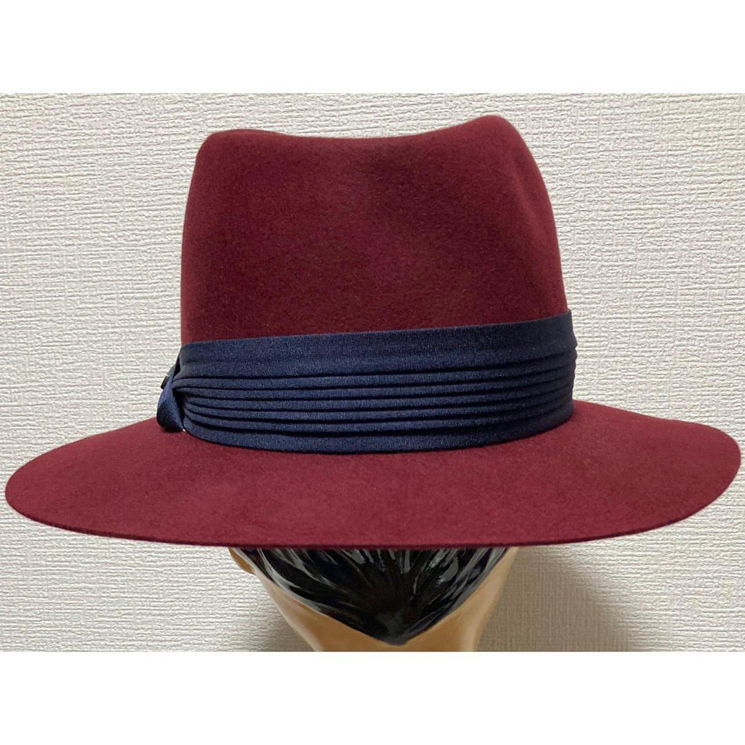 Borsalino(ボルサリーノ)のBorsalino フェルトハット ボルサリーノ ラビット バーガンディ 美品 メンズの帽子(ハット)の商品写真