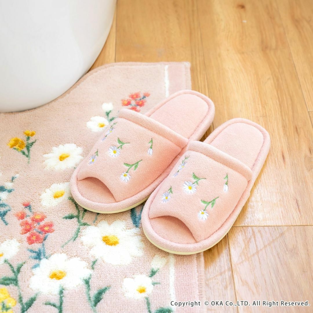 【色: ピンク】オカ(OKA) フルールブラン 洗える スリッパ ピンク (洗え レディースの靴/シューズ(その他)の商品写真