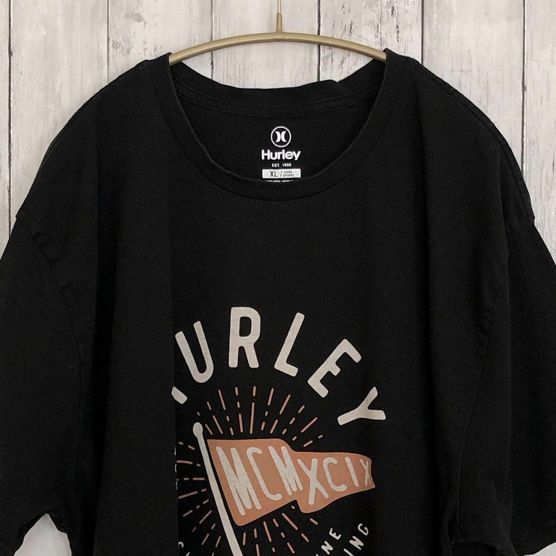 Hurley(ハーレー)のHURLEYハーレー　半袖Ｔシャツ　サイズＸＬ　黒ブラック　メンズ　古着 メンズのトップス(Tシャツ/カットソー(半袖/袖なし))の商品写真