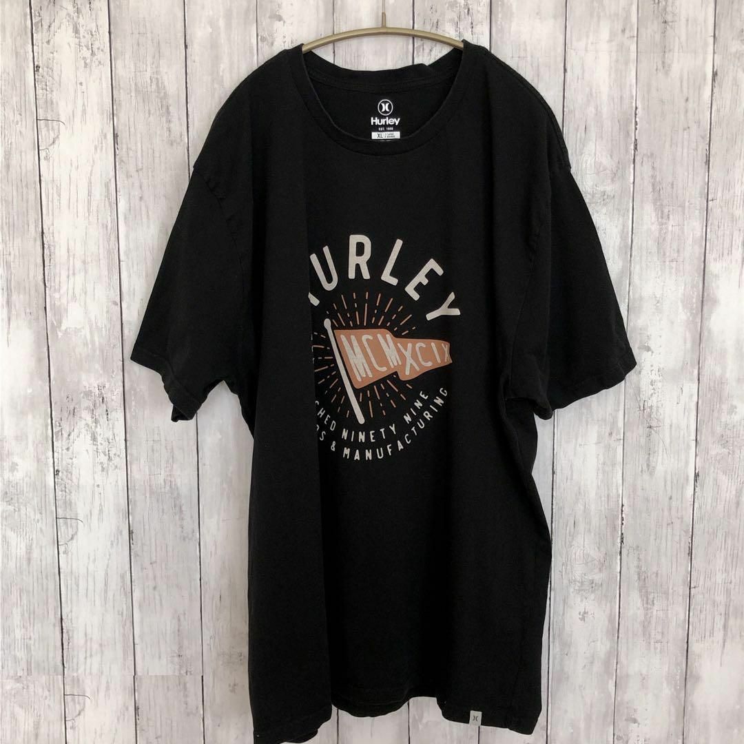 Hurley(ハーレー)のHURLEYハーレー　半袖Ｔシャツ　サイズＸＬ　黒ブラック　メンズ　古着 メンズのトップス(Tシャツ/カットソー(半袖/袖なし))の商品写真