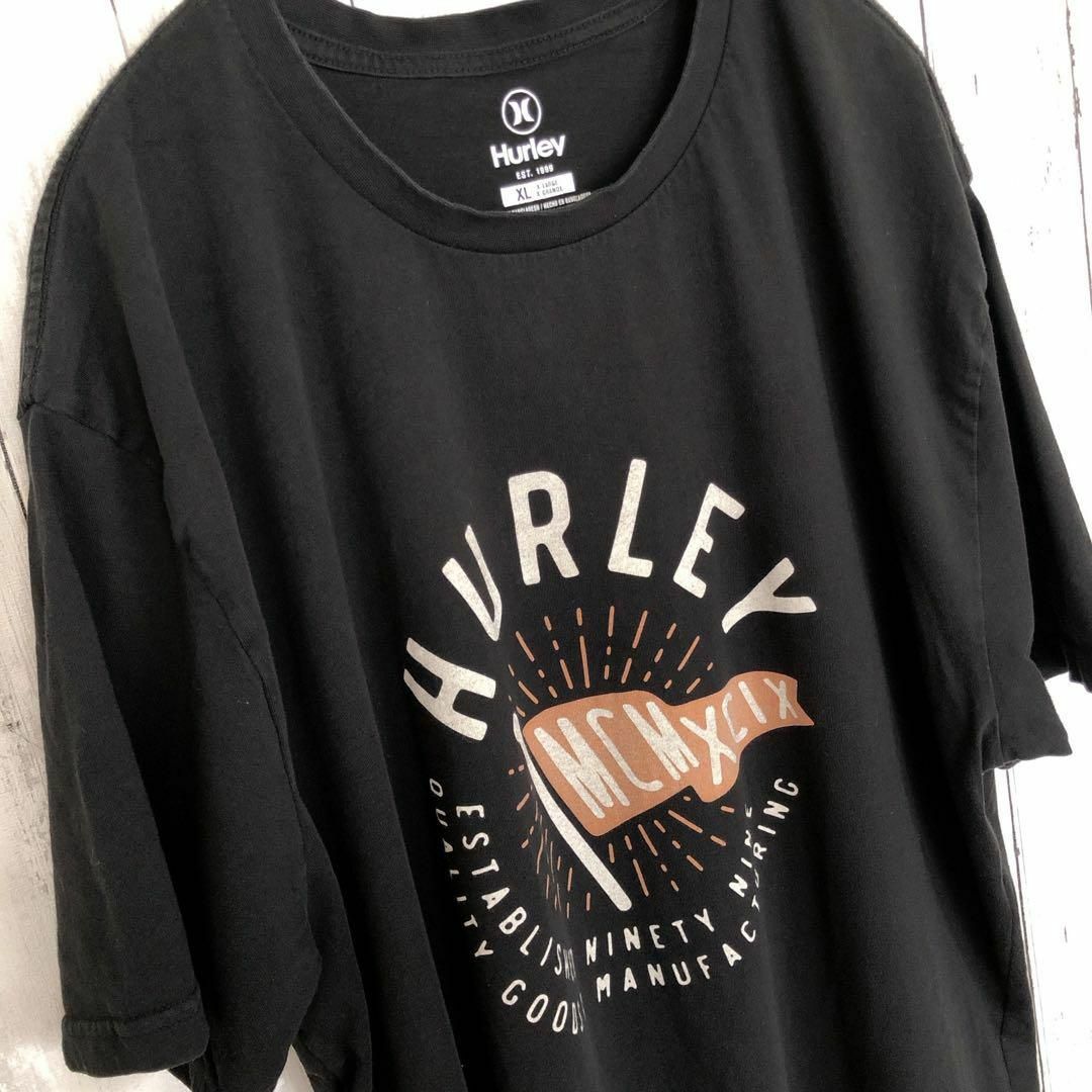 Hurley(ハーレー)のHURLEYハーレー　半袖Ｔシャツ　サイズＸＬ　黒ブラック　メンズ　古着 メンズのトップス(Tシャツ/カットソー(半袖/袖なし))の商品写真