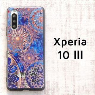 Xperia 10 Ⅲ ブルー アンティーク風 ソフトケース(Androidケース)