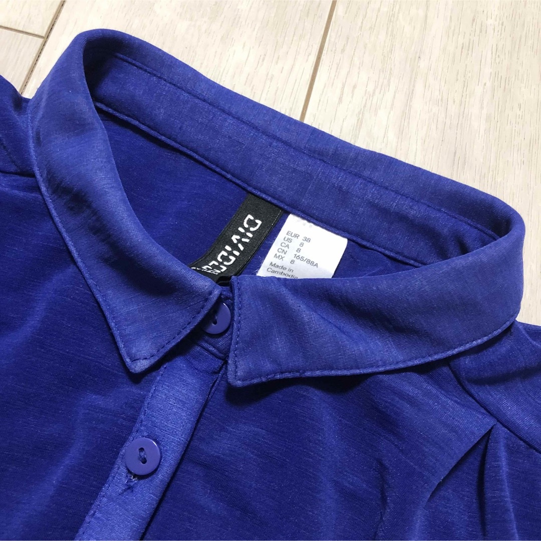 H&M(エイチアンドエム)のH&M エイチアンドエム シースルー タンクトップ シャツ ノースリーブ ブルー レディースのトップス(シャツ/ブラウス(半袖/袖なし))の商品写真
