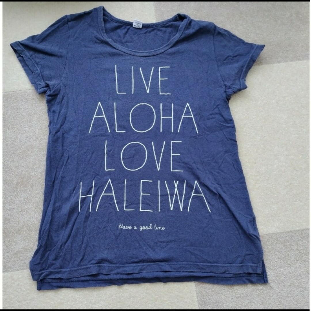 HALEIWA(ハレイワ)のHALEIWA　レディース　Tシャツ 半袖　フリーサイズ　ネイビー レディースのトップス(Tシャツ(半袖/袖なし))の商品写真