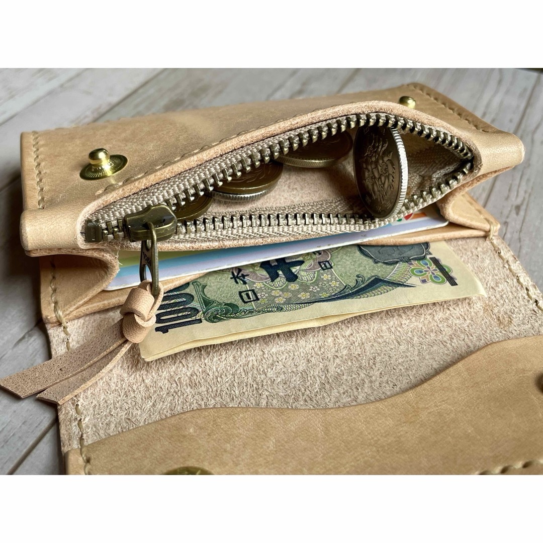 姫路ヌメのダブルフォックファスナー小型財布　4-29 メンズのファッション小物(折り財布)の商品写真