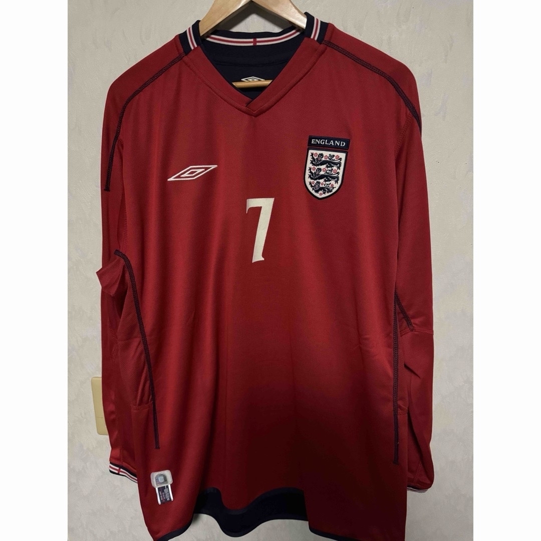 UMBRO(アンブロ)のイングランド代表 ユニフォーム ベッカム アンブロ アウェイ 長袖 2002W杯 スポーツ/アウトドアのサッカー/フットサル(ウェア)の商品写真