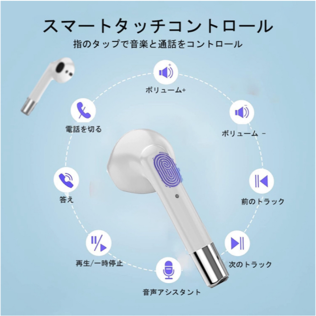 イヤホン Bluetooth ワイヤレスイヤホン スマホ/家電/カメラのオーディオ機器(ヘッドフォン/イヤフォン)の商品写真