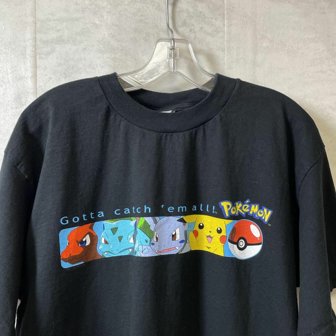 ポケモン(ポケモン)の【極美品】90ＳビンテージポケモンＴシャツ　黒ブラック　サイズＬ　メンズ　古着 メンズのトップス(Tシャツ/カットソー(半袖/袖なし))の商品写真