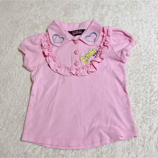 アースマジック(EARTHMAGIC)のアースマジック 女の子 ハートボタン バックプリント フリル  トップス 120(Tシャツ/カットソー)