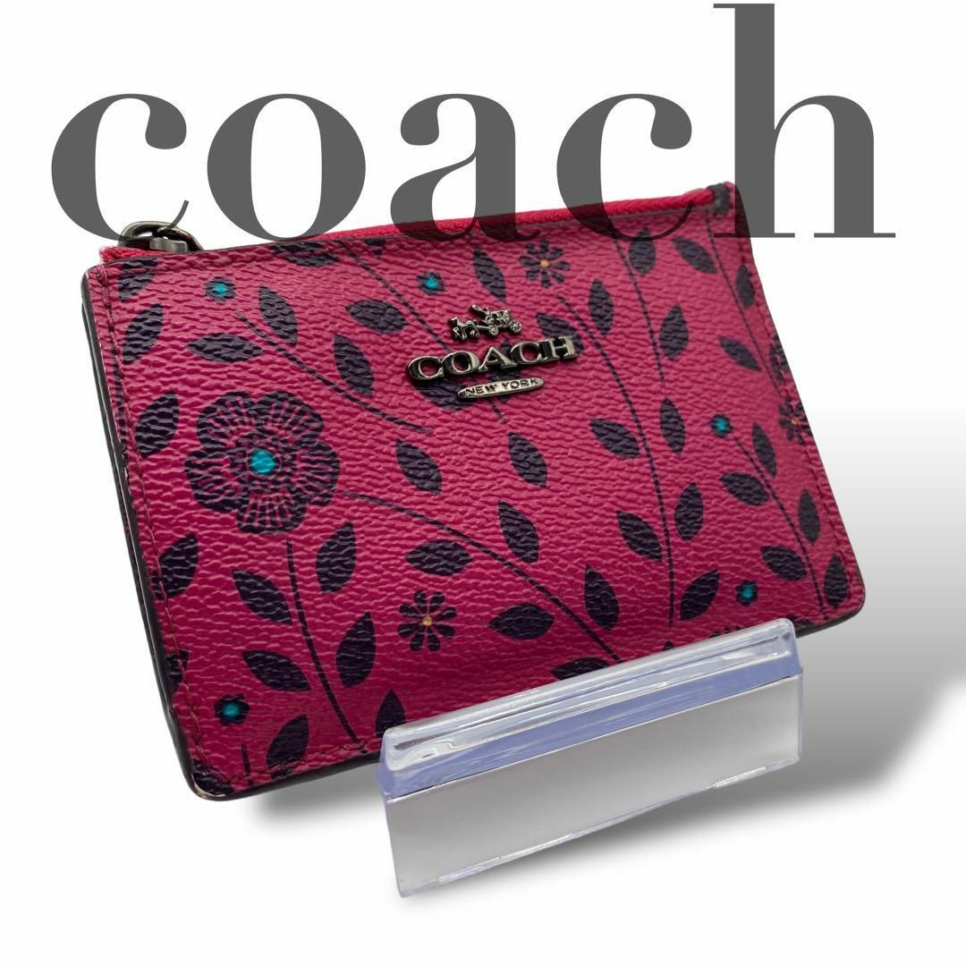 COACH(コーチ)のcoach コーチ パスケース レザー 花柄 ピンク 定期入れ キーケース レディースのファッション小物(コインケース)の商品写真