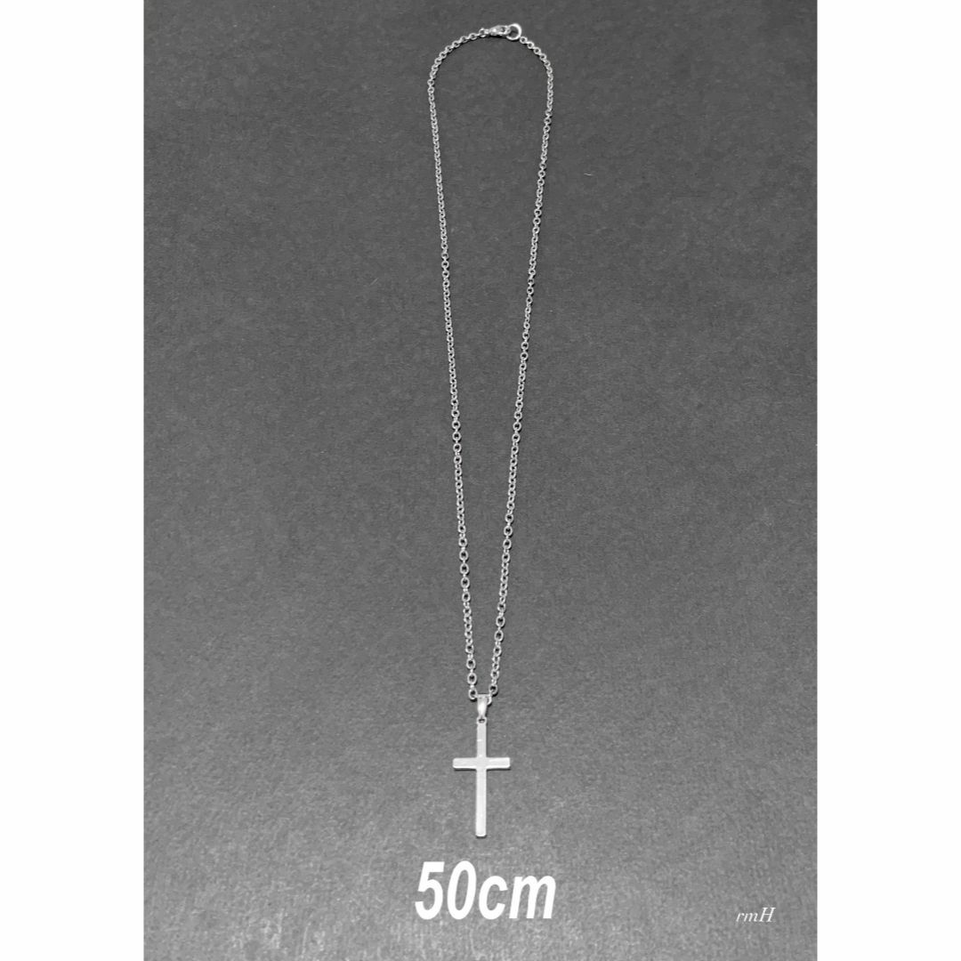 【ストレートクロス ネックレス シルバー 50cm 1本】ステンレス メンズのアクセサリー(ネックレス)の商品写真