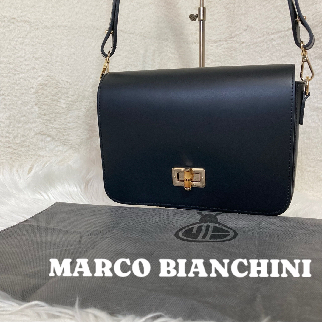 MARCO BIANCHINI(マルコビアンチーニ)の美品☆ マルコビアンキーニ　バンブーモチーフ　ショルダーバッグ  ブラック レディースのバッグ(ショルダーバッグ)の商品写真