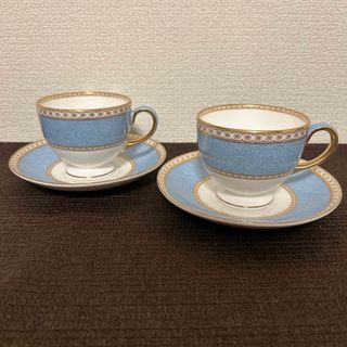 ウェッジウッド(WEDGWOOD)のウェッジウッド　ユーランダー　パウダーペールブルー　リー　カップ&ソーサー　ペア(グラス/カップ)