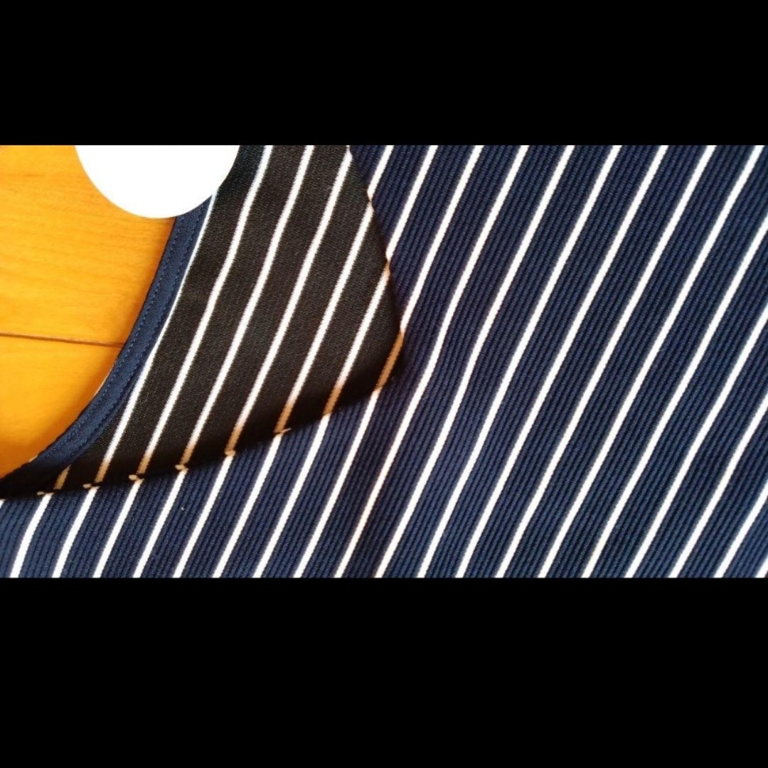 AOKI(アオキ)のAOKI　通勤　通学　レディース　半袖　ボーダー　Tシャツ　紺　白　新品　紺 メンズのトップス(Tシャツ/カットソー(半袖/袖なし))の商品写真