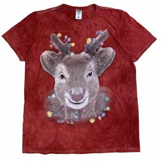 ギルタン(GILDAN)のUS古着 半袖Tシャツ アニマルT タイダイ トナカイ クリスマスb51(Tシャツ/カットソー(半袖/袖なし))