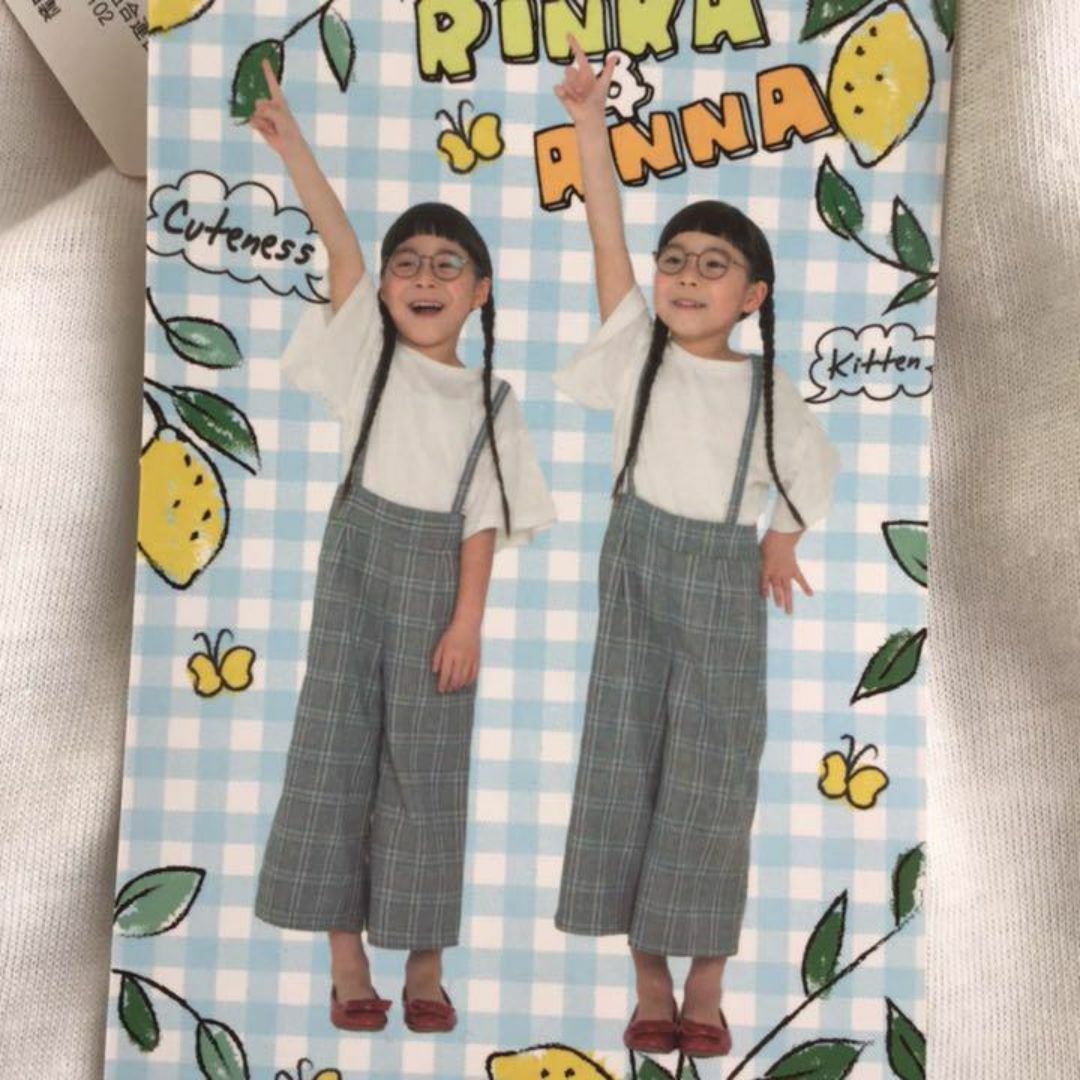 【120】リンカ&アンナ グレンチェック パンツ + 袖フリルTシャツ キッズ/ベビー/マタニティのキッズ服女の子用(90cm~)(パンツ/スパッツ)の商品写真