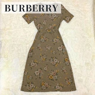 BURBERRY - 【美品】 バーバリー ワンピース 総柄 花柄 ロング丈 リボン 腰紐 Aライン