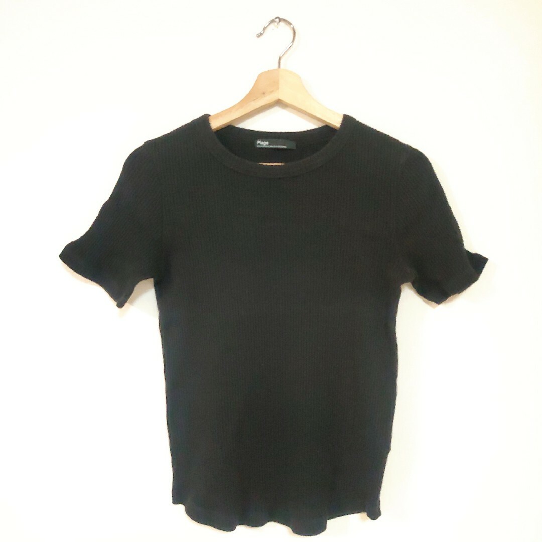 Plage(プラージュ)のプラージュ  minimal rib Tシャツ  黒 レディースのトップス(カットソー(半袖/袖なし))の商品写真