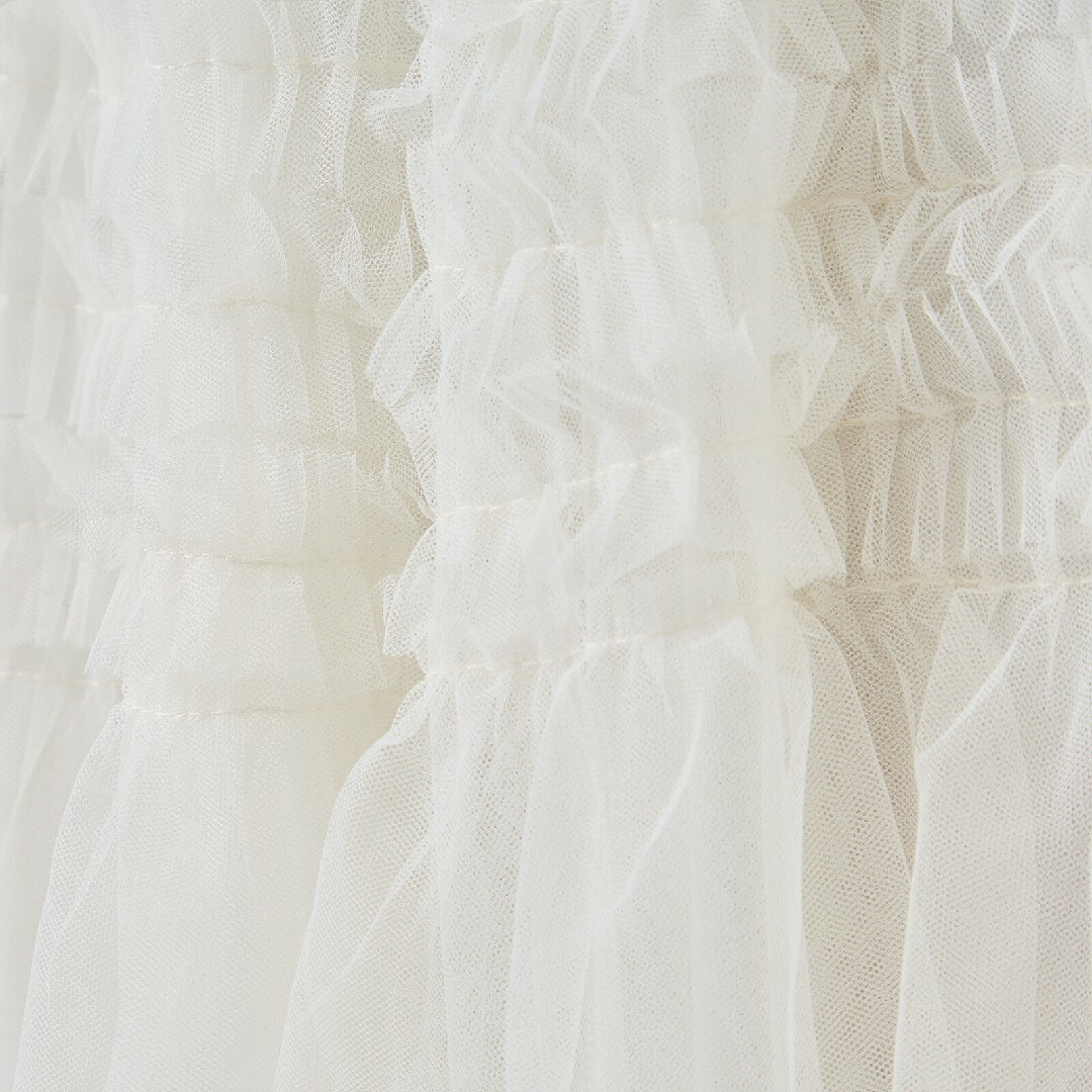 【アイボリー】TRUBE  ギャザーフリルデザインロングスカート レディースのスカート(ロングスカート)の商品写真
