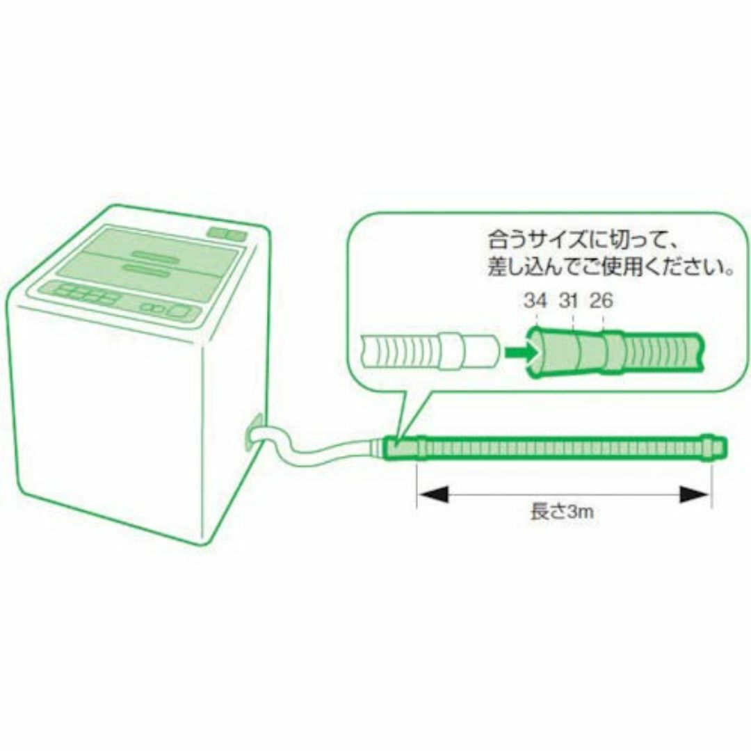 【サイズ:3m】SANEI 洗濯機排水ホース 延長用 3m アイボリー PH64 スマホ/家電/カメラの生活家電(洗濯機)の商品写真