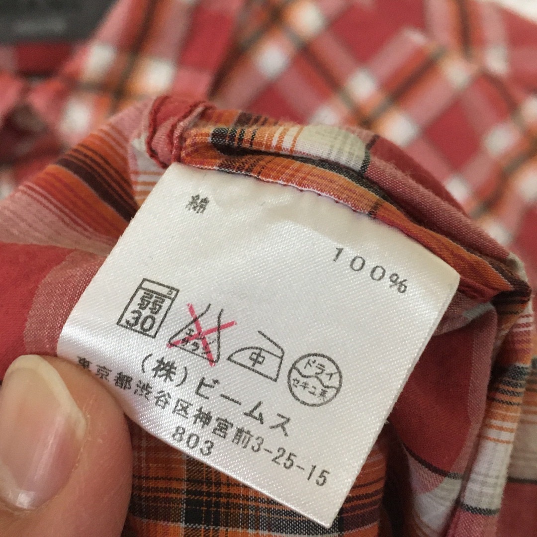 BEAMS(ビームス)の【希少】ビームス beams 半袖シャツ M 赤 チェック 古着 メンズのトップス(シャツ)の商品写真