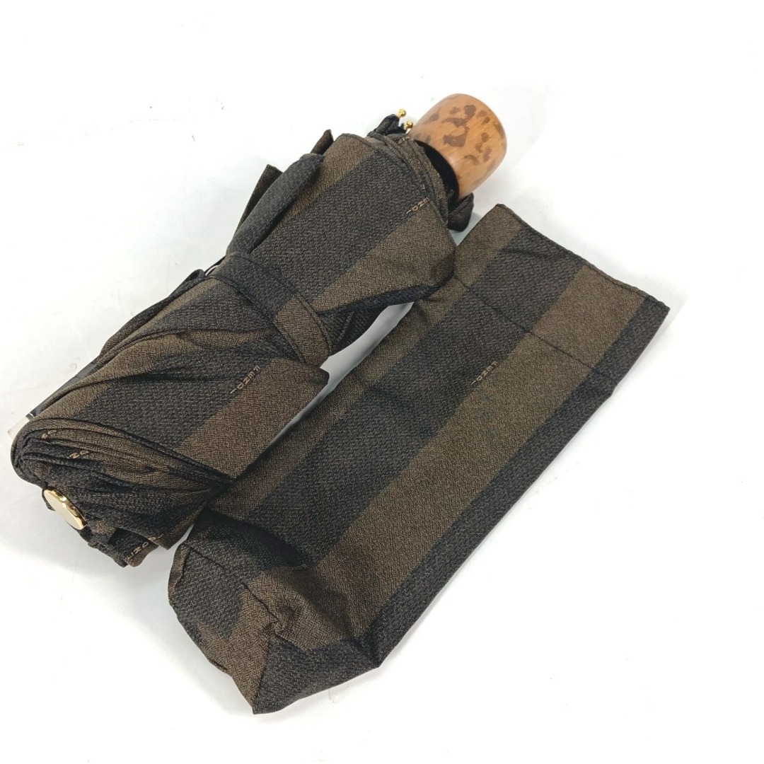 FENDI(フェンディ)のフェンディ FENDI 折り畳み傘 ペカン 袋付き アンブレラ 傘 ナイロン ブラウン 美品 レディースのファッション小物(傘)の商品写真