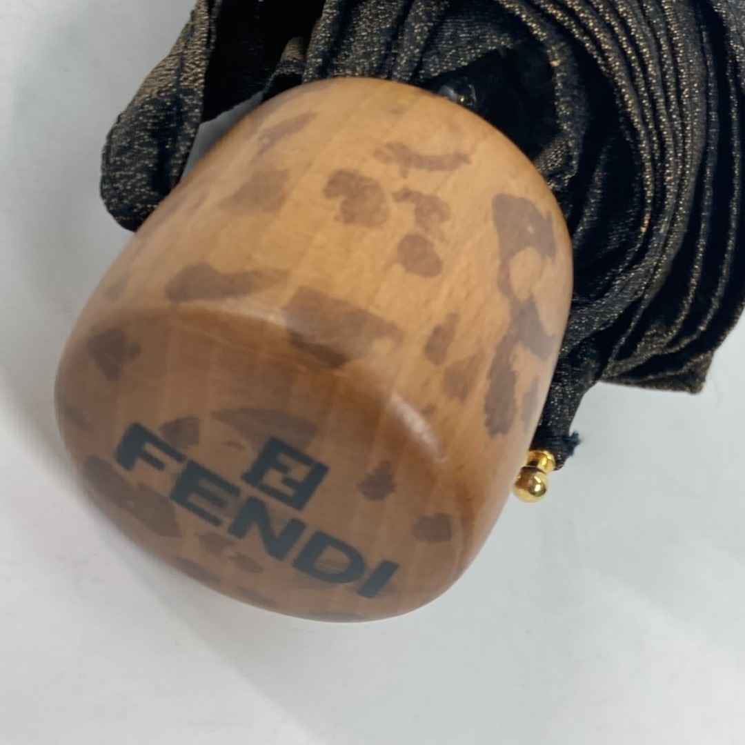 FENDI(フェンディ)のフェンディ FENDI 折り畳み傘 ペカン 袋付き アンブレラ 傘 ナイロン ブラウン 美品 レディースのファッション小物(傘)の商品写真