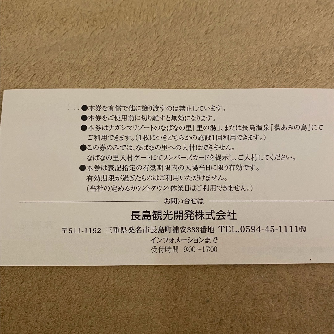 ナガシマスパーランド 湯あみの島入場券 2枚 チケットの施設利用券(遊園地/テーマパーク)の商品写真