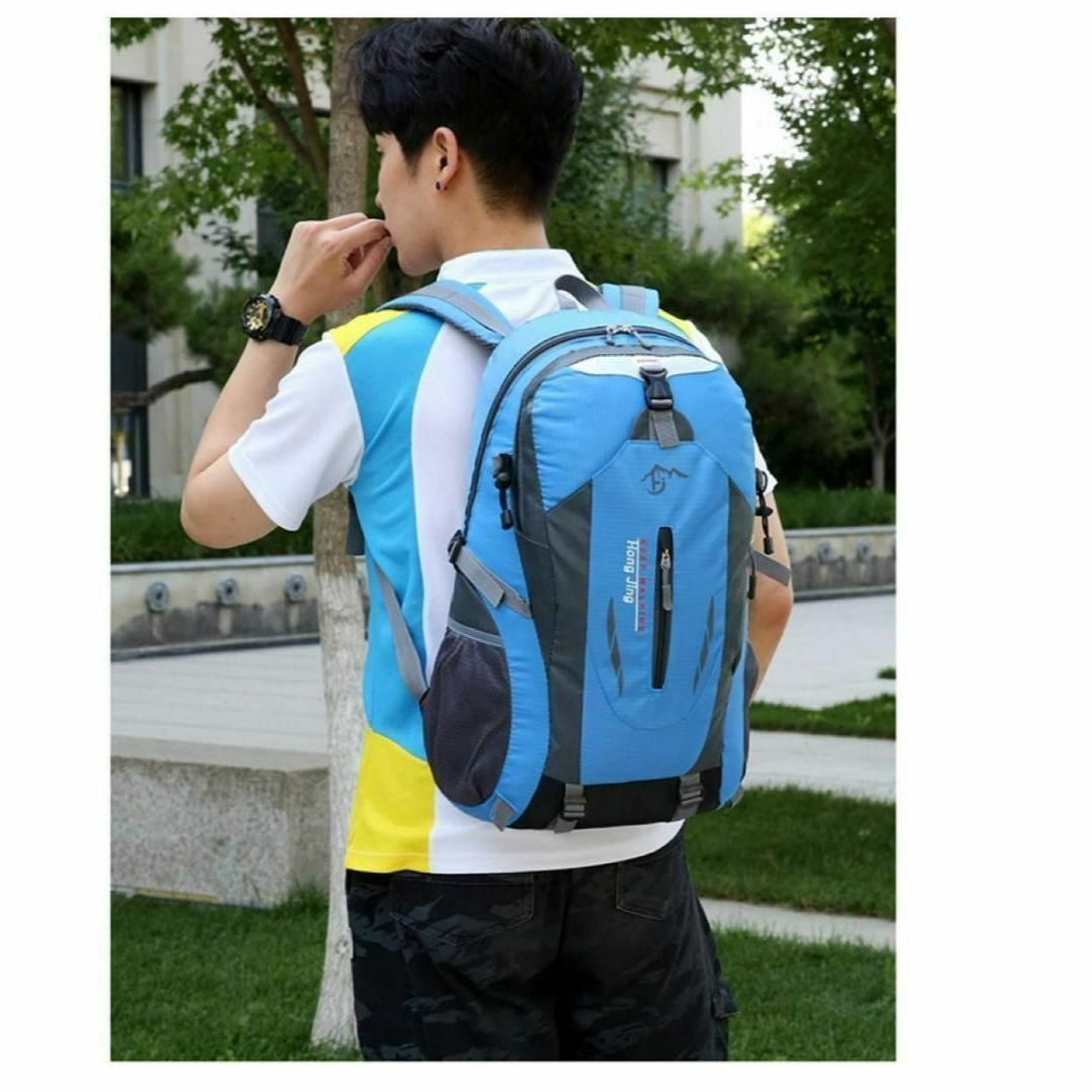 リュック 登山 大容量 撥水 バックパック 40L 軽量 防災バッグ 青　ブルー メンズのバッグ(バッグパック/リュック)の商品写真