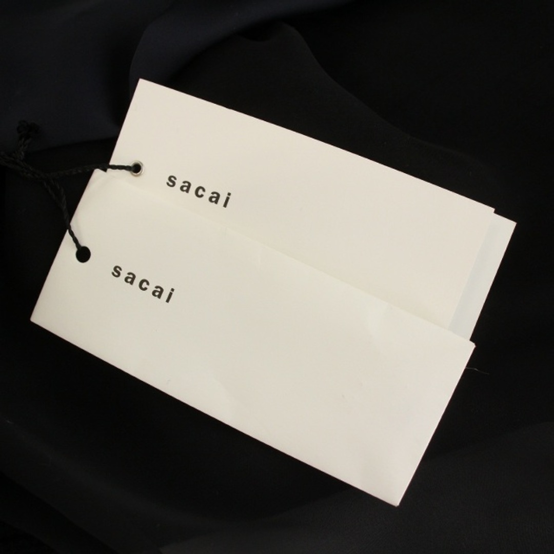 sacai(サカイ)のサカイ シフォンドッキング ニット ワンピース ロング ウール 黒 紺 レディースのワンピース(ロングワンピース/マキシワンピース)の商品写真