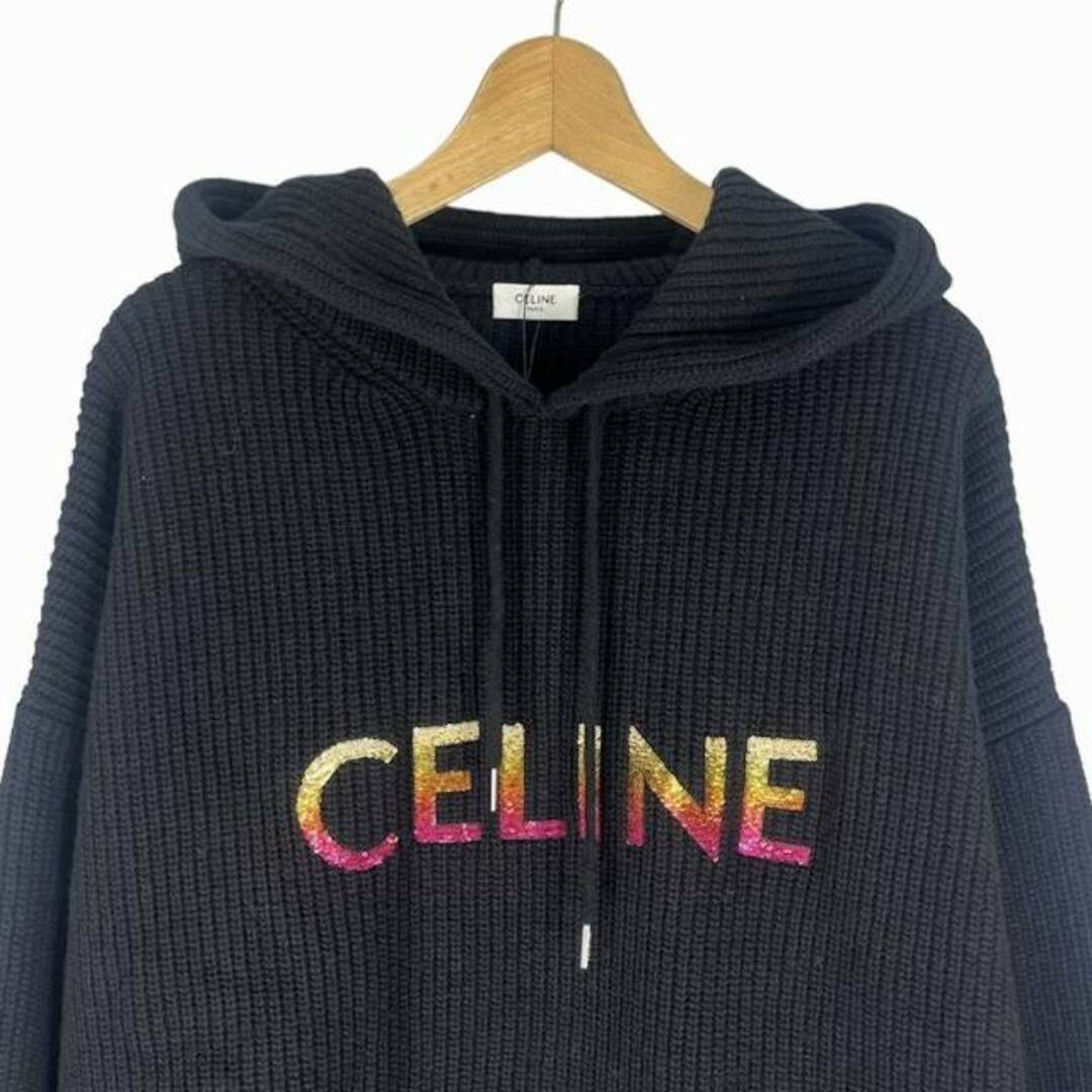 celine(セリーヌ)のCELINE 22AW グラデーション ロゴ スパンコール ウール ニット XL メンズのトップス(ニット/セーター)の商品写真
