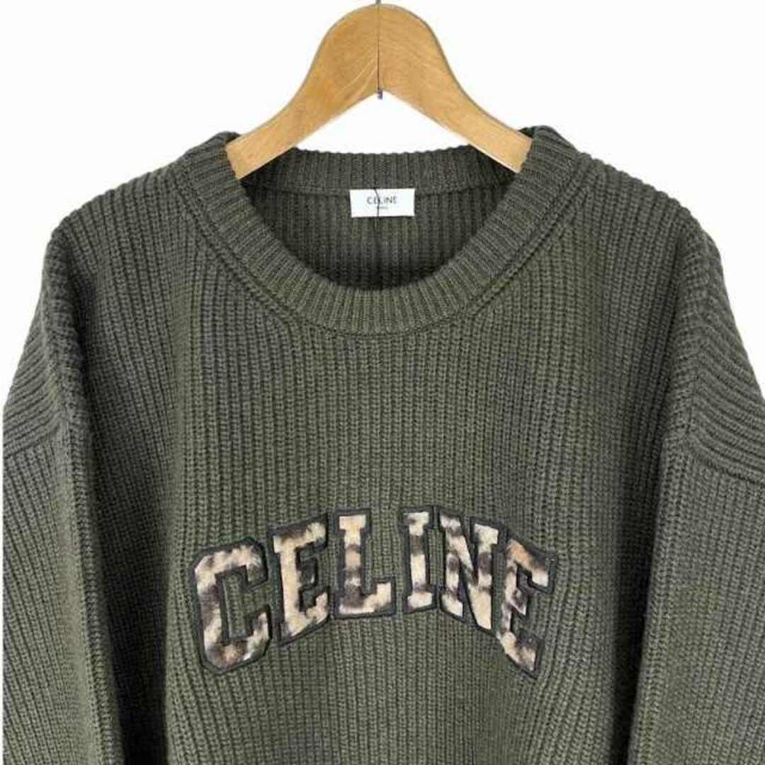 celine(セリーヌ)のセリーヌ CELINE ニット レオパードロゴ XL カーキ 2AB97650S メンズのトップス(ニット/セーター)の商品写真