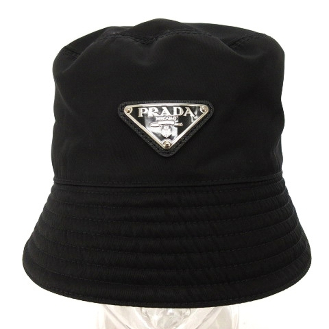 PRADA(プラダ)のプラダ バケットハット ワンポイント ロゴ 三角プレート 2022年製 黒 M レディースの帽子(その他)の商品写真