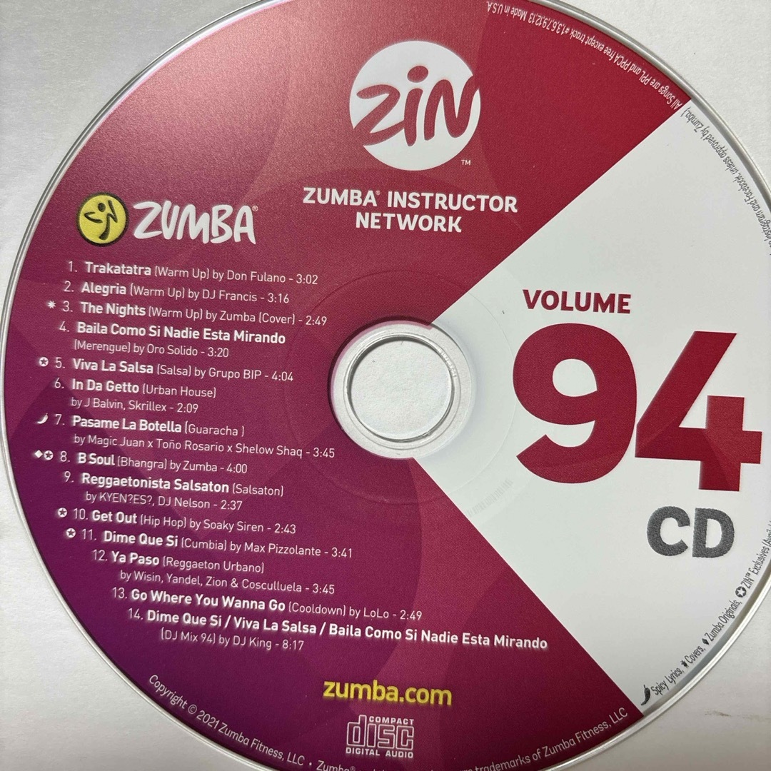Zumba(ズンバ)のズンバ　ZIN94  CD.DVD エンタメ/ホビーのCD(その他)の商品写真