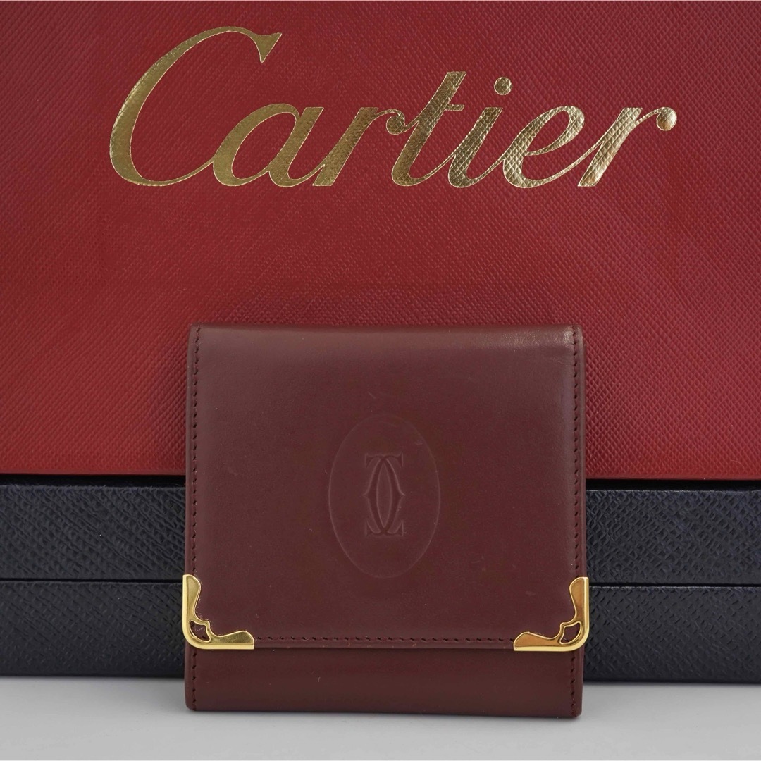 Cartier(カルティエ)の【極美品】CARTIER マストライン ロゴ  コインケース  ボルドー  レディースのファッション小物(コインケース)の商品写真
