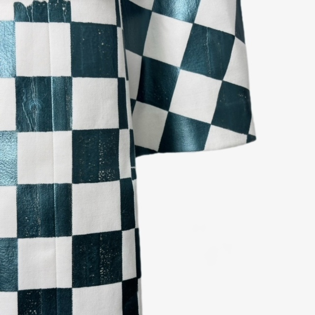 MM6(エムエムシックス)のMM6 22SS チェス盤柄 シングル コート 白 緑 ホワイト グリーン レディースのジャケット/アウター(チェスターコート)の商品写真