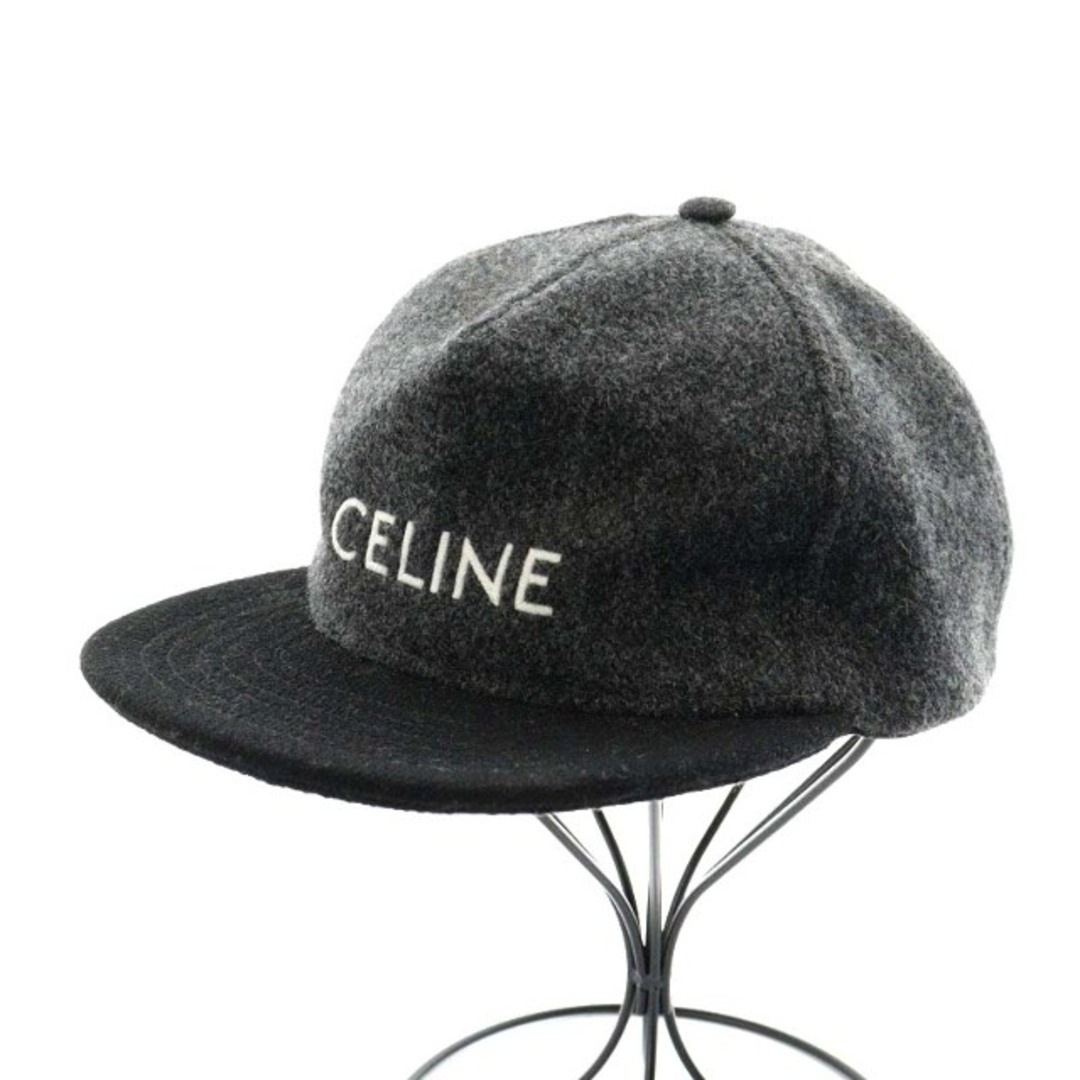 celine(セリーヌ)のセリーヌ CELINE キャップ 野球帽 帽子 ロゴ刺繍 ウール L グレー メンズの帽子(キャップ)の商品写真