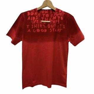 未使用品 エムエムシックス MM6 エイズTシャツ Ｖネック  L 赤 レッド