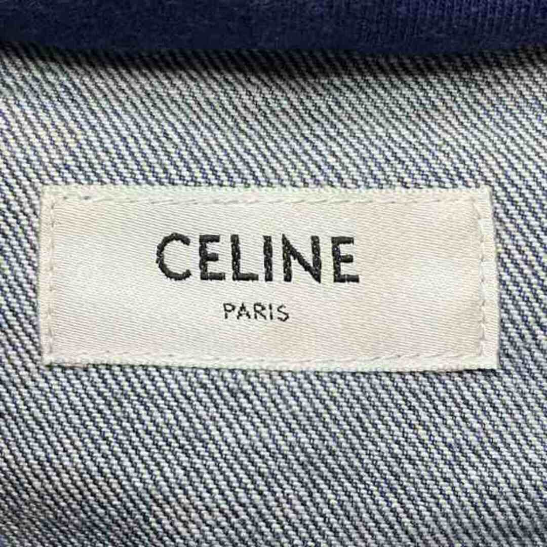 celine(セリーヌ)のCELINE 22AW ウォッシュ加工 フードロゴ デニムジャケット  XL 青 メンズのジャケット/アウター(Gジャン/デニムジャケット)の商品写真