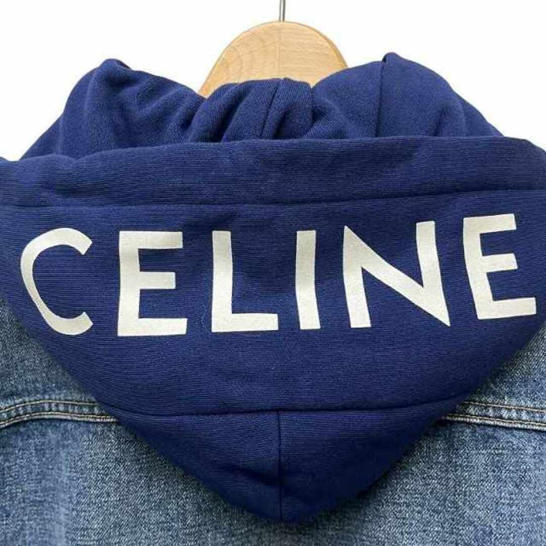 celine(セリーヌ)のCELINE 22AW ウォッシュ加工 フードロゴ デニムジャケット  XL 青 メンズのジャケット/アウター(Gジャン/デニムジャケット)の商品写真