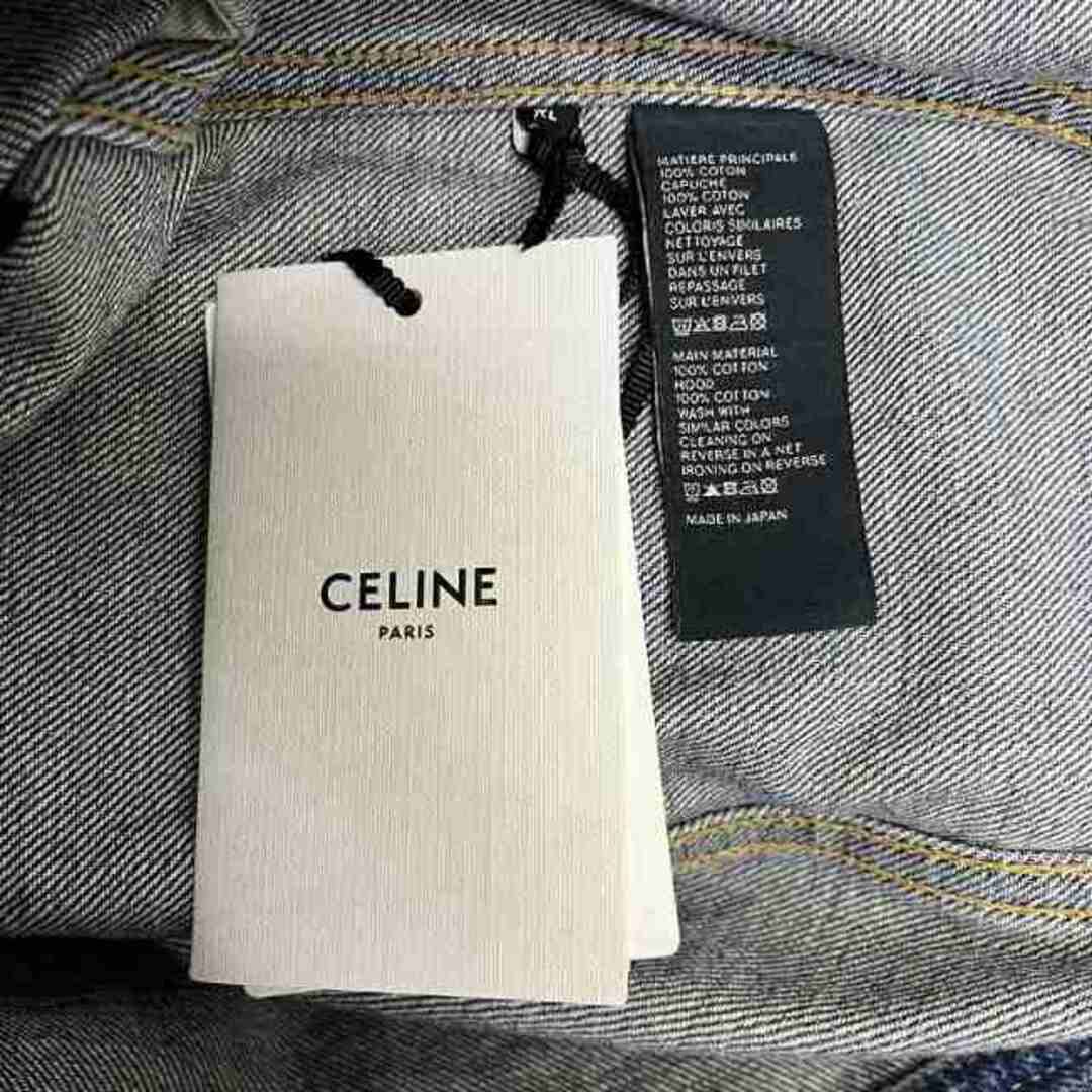 celine(セリーヌ)のCELINE 22AW ウォッシュ加工 フードロゴ デニムジャケット  XL 青 メンズのジャケット/アウター(Gジャン/デニムジャケット)の商品写真