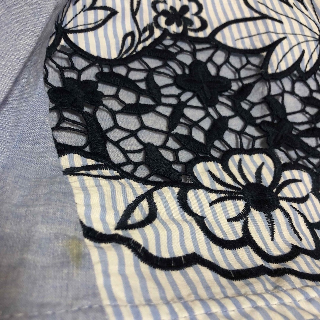 ラフレア  レディース  チュニック  ストライプ ブルー 刺繍 M～L レディースのトップス(チュニック)の商品写真