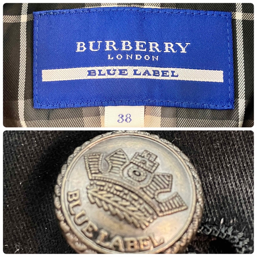 BURBERRY BLUE LABEL(バーバリーブルーレーベル)のバーバリー ブルーレーベル ジャケット ノバチェック 裾フリル 金ボタン M レディースのジャケット/アウター(テーラードジャケット)の商品写真