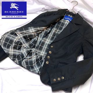 バーバリーブルーレーベル(BURBERRY BLUE LABEL)のバーバリー ブルーレーベル ジャケット ノバチェック 裾フリル 金ボタン M(テーラードジャケット)