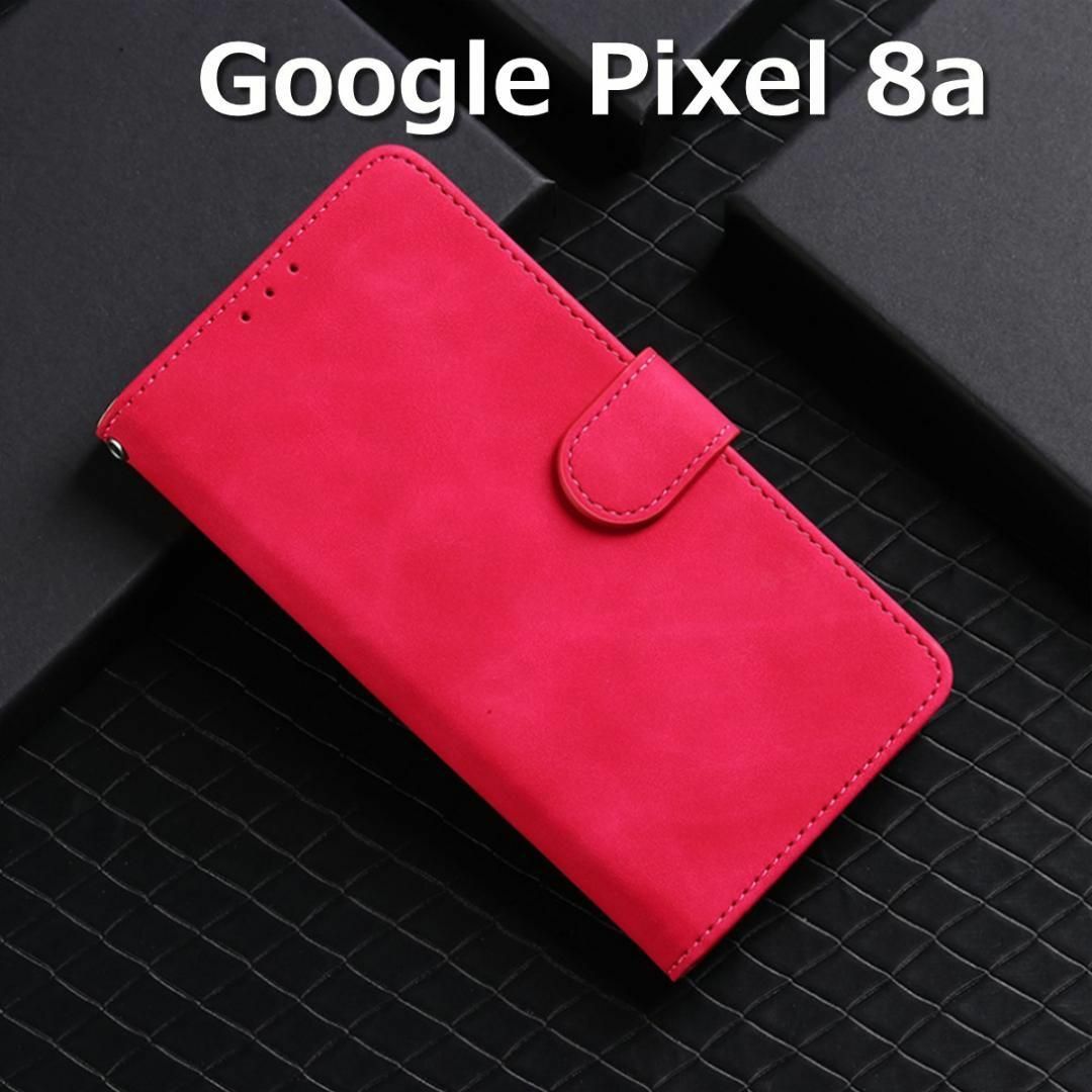 Google Pixel8a ケース 手帳 ローズレッド スマホ/家電/カメラのスマホアクセサリー(Androidケース)の商品写真