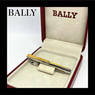 バリー(Bally)の美品 BALLY バリー ネクタイピン ダイバー 箱付き バネ式 Bロゴ 銀 金(ネクタイピン)
