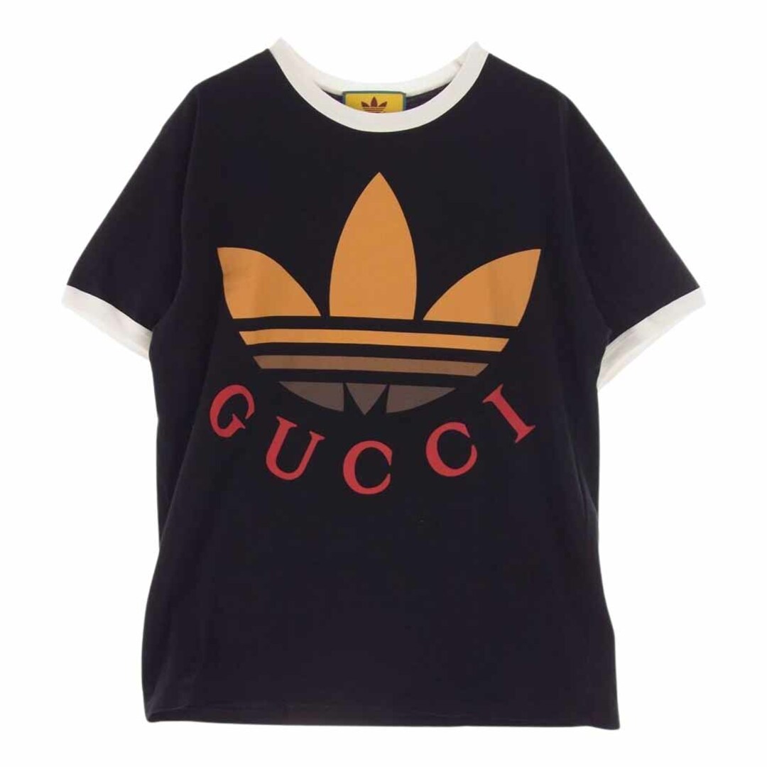 Gucci(グッチ)のGUCCI グッチ Ｔシャツ 727694 XJE7J × adidas アディダス トレフォイル ウェブ スリーストライプス 半袖 リンガー Tシャツ ブラック系 L【中古】 メンズのトップス(シャツ)の商品写真